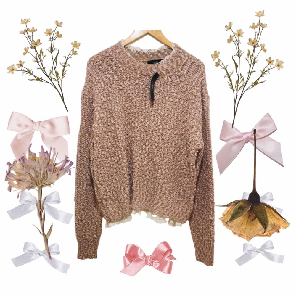 Pink knit Mia sweater with tags.